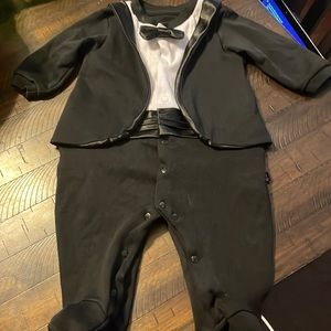 Boys infant tuxedo footie from Lilax.